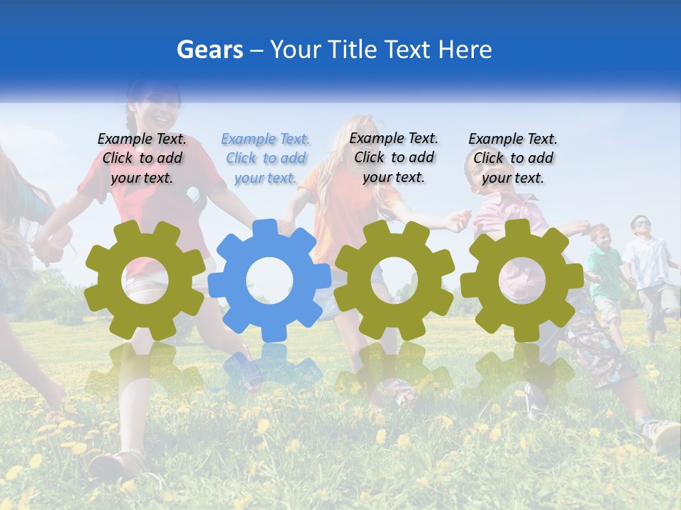 A Group Of Children Running Through A Field Holding Hands PowerPoint Template