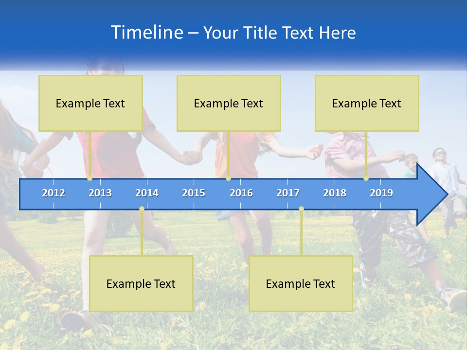 A Group Of Children Running Through A Field Holding Hands PowerPoint Template