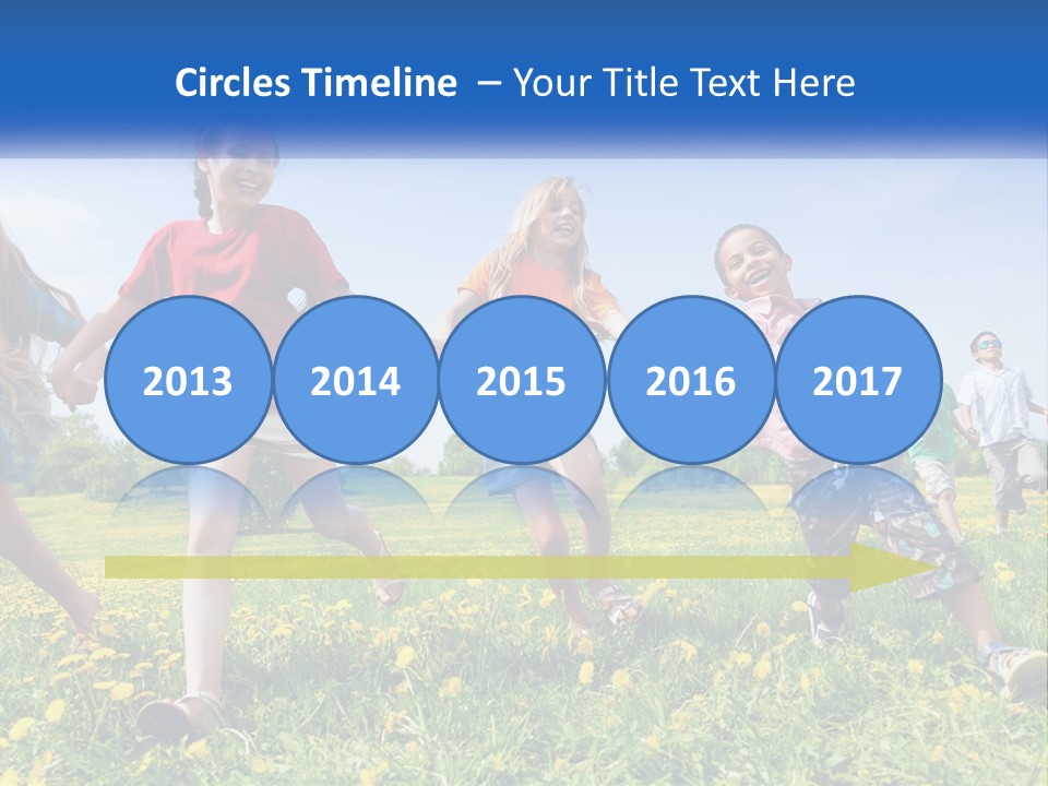 A Group Of Children Running Through A Field Holding Hands PowerPoint Template