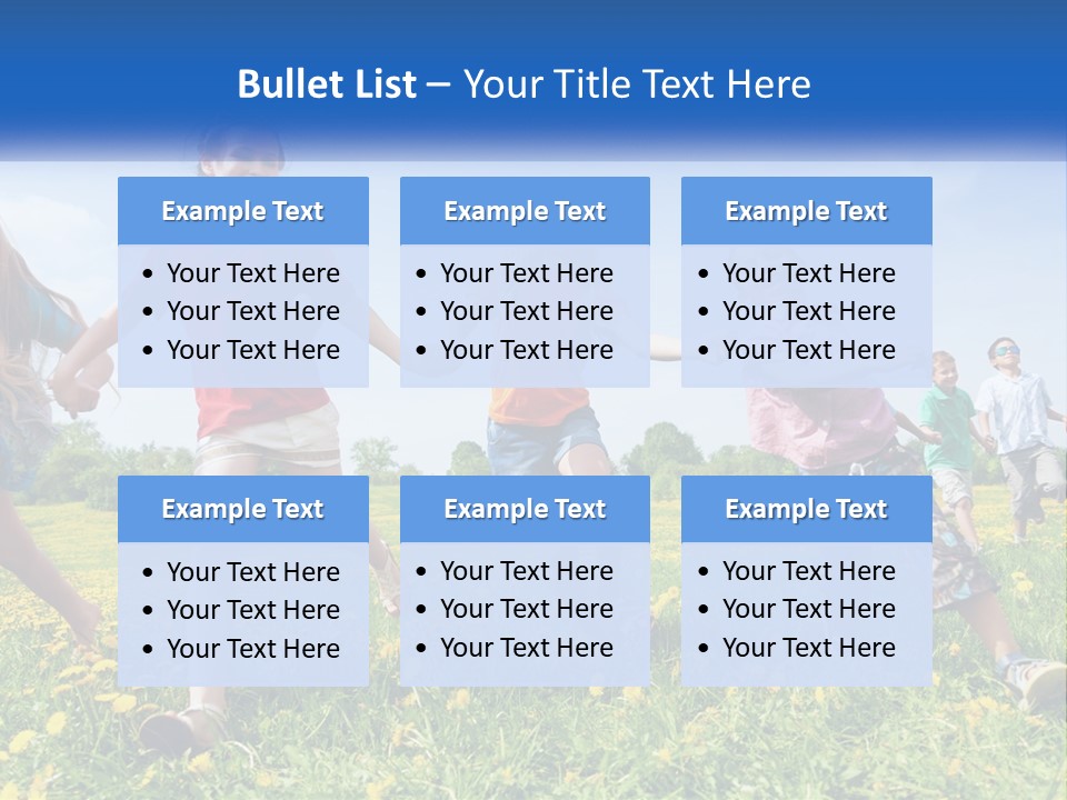 A Group Of Children Running Through A Field Holding Hands PowerPoint Template