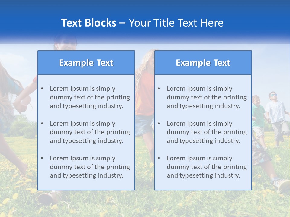 A Group Of Children Running Through A Field Holding Hands PowerPoint Template