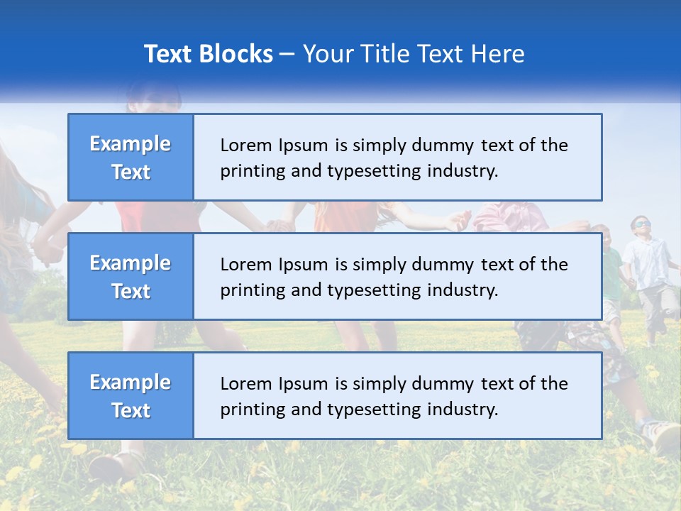 A Group Of Children Running Through A Field Holding Hands PowerPoint Template