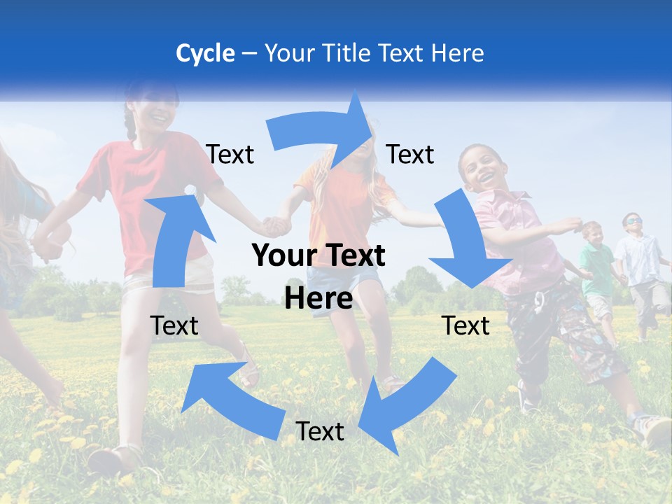 A Group Of Children Running Through A Field Holding Hands PowerPoint Template