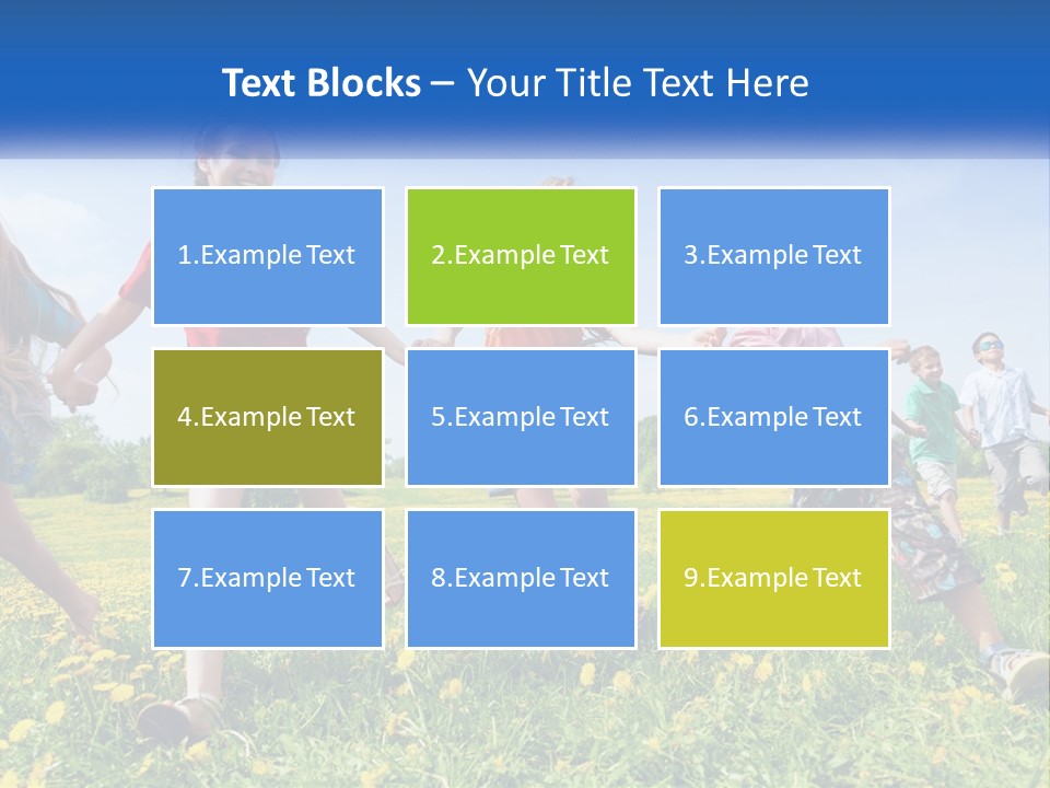 A Group Of Children Running Through A Field Holding Hands PowerPoint Template
