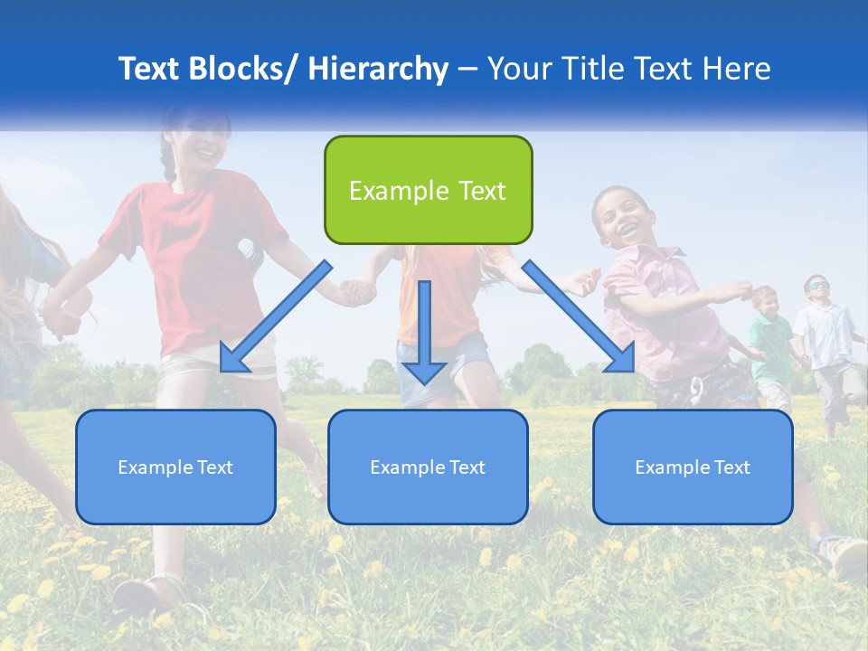 A Group Of Children Running Through A Field Holding Hands PowerPoint Template