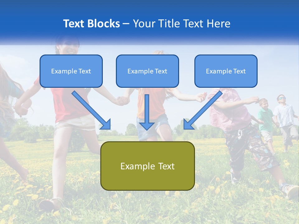A Group Of Children Running Through A Field Holding Hands PowerPoint Template