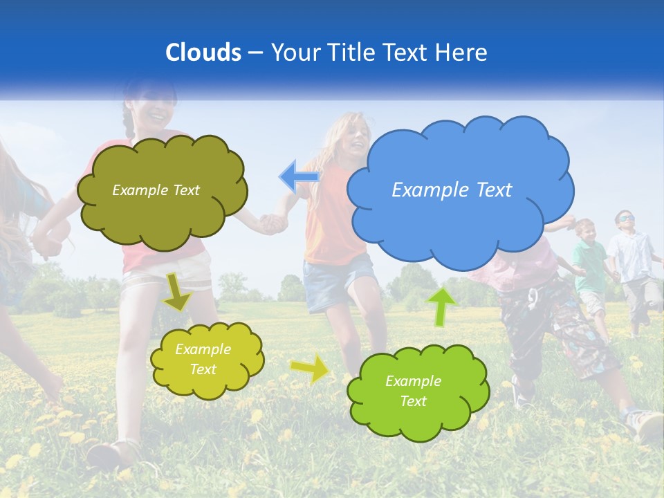 A Group Of Children Running Through A Field Holding Hands PowerPoint Template