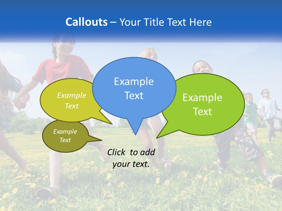 A Group Of Children Running Through A Field Holding Hands PowerPoint Template