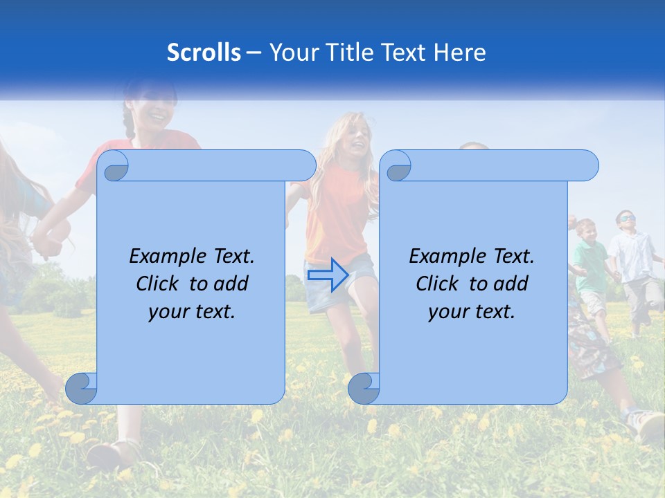 A Group Of Children Running Through A Field Holding Hands PowerPoint Template