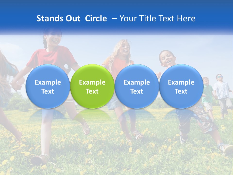A Group Of Children Running Through A Field Holding Hands PowerPoint Template