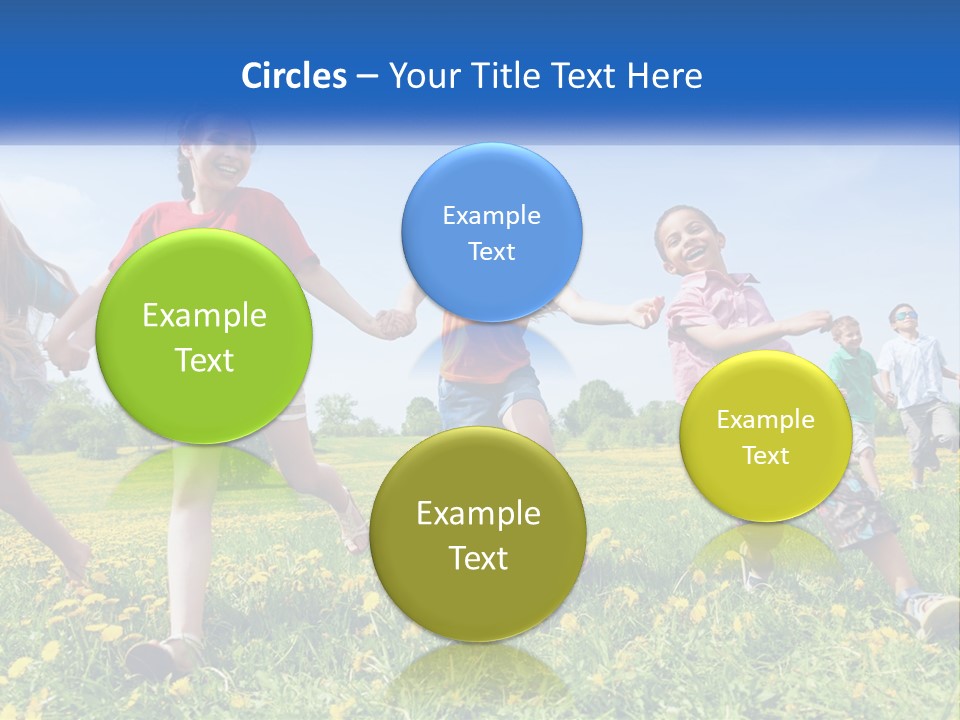 A Group Of Children Running Through A Field Holding Hands PowerPoint Template