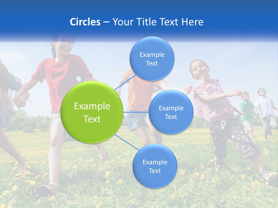 A Group Of Children Running Through A Field Holding Hands PowerPoint Template