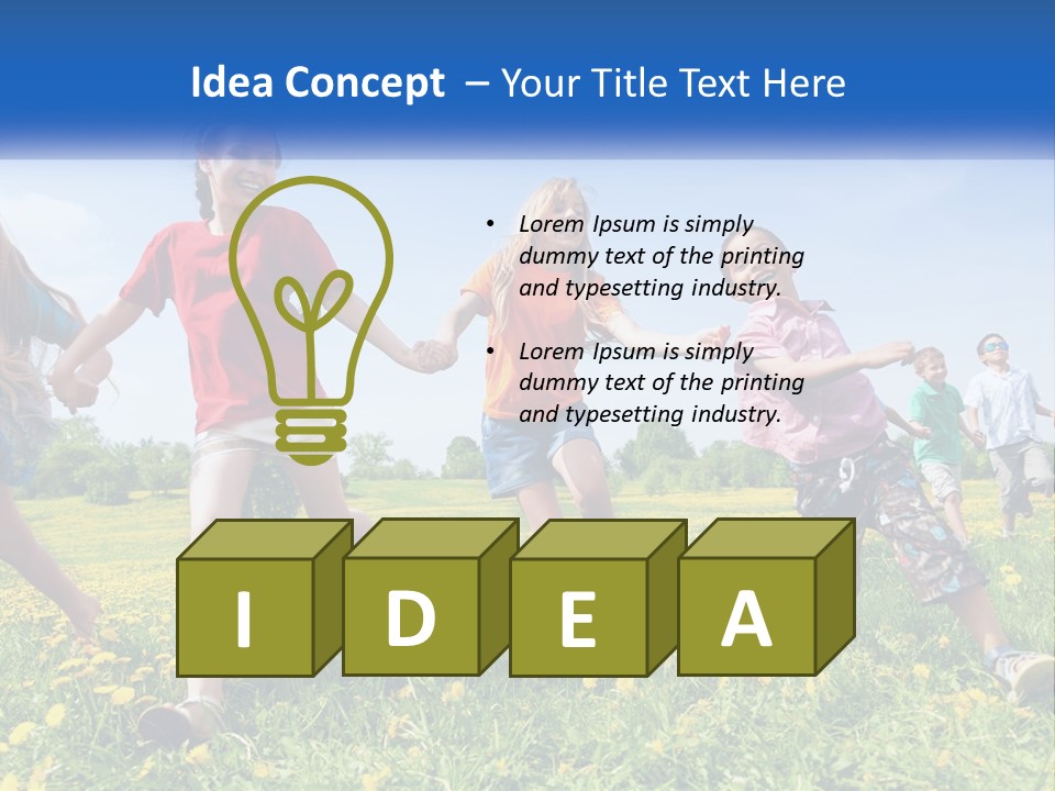 A Group Of Children Running Through A Field Holding Hands PowerPoint Template