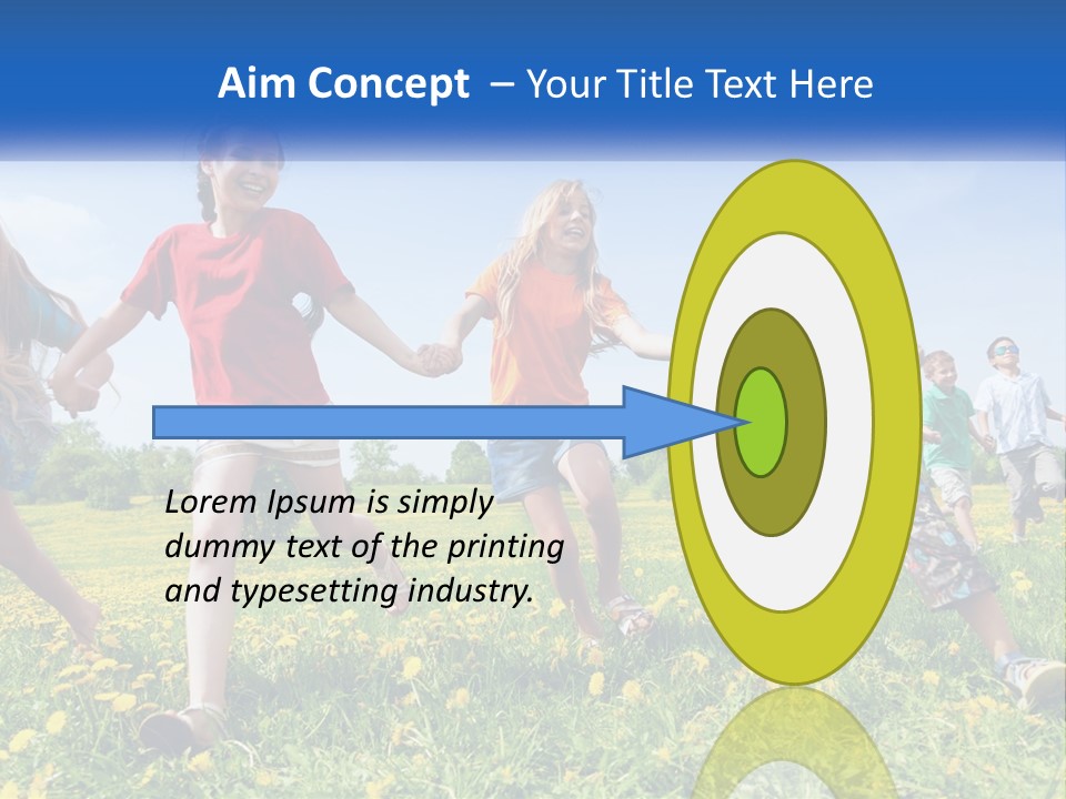 A Group Of Children Running Through A Field Holding Hands PowerPoint Template