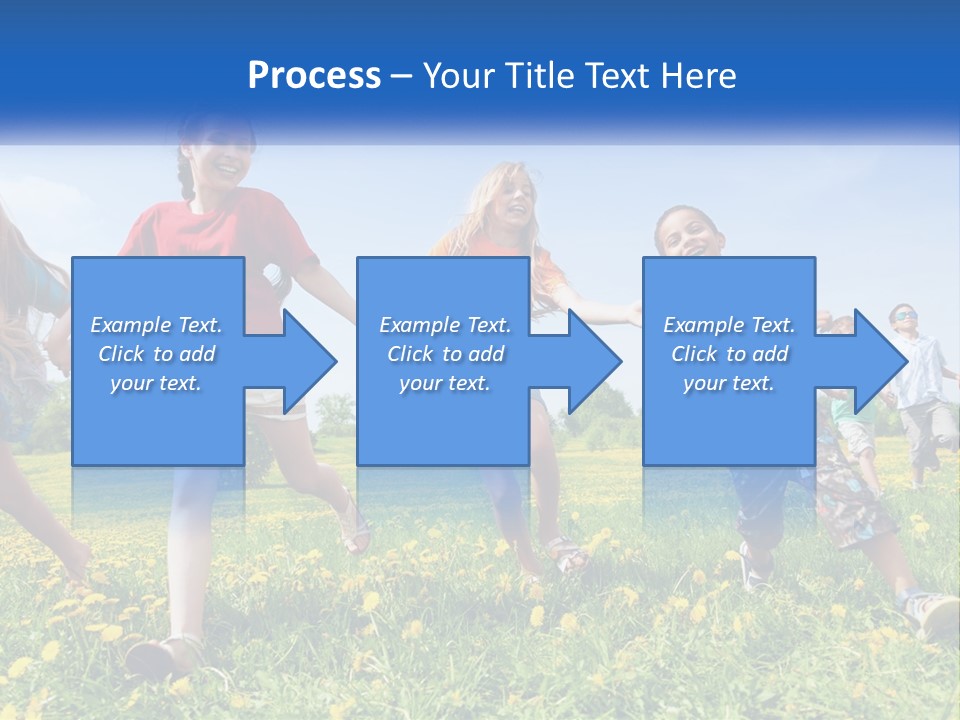 A Group Of Children Running Through A Field Holding Hands PowerPoint Template