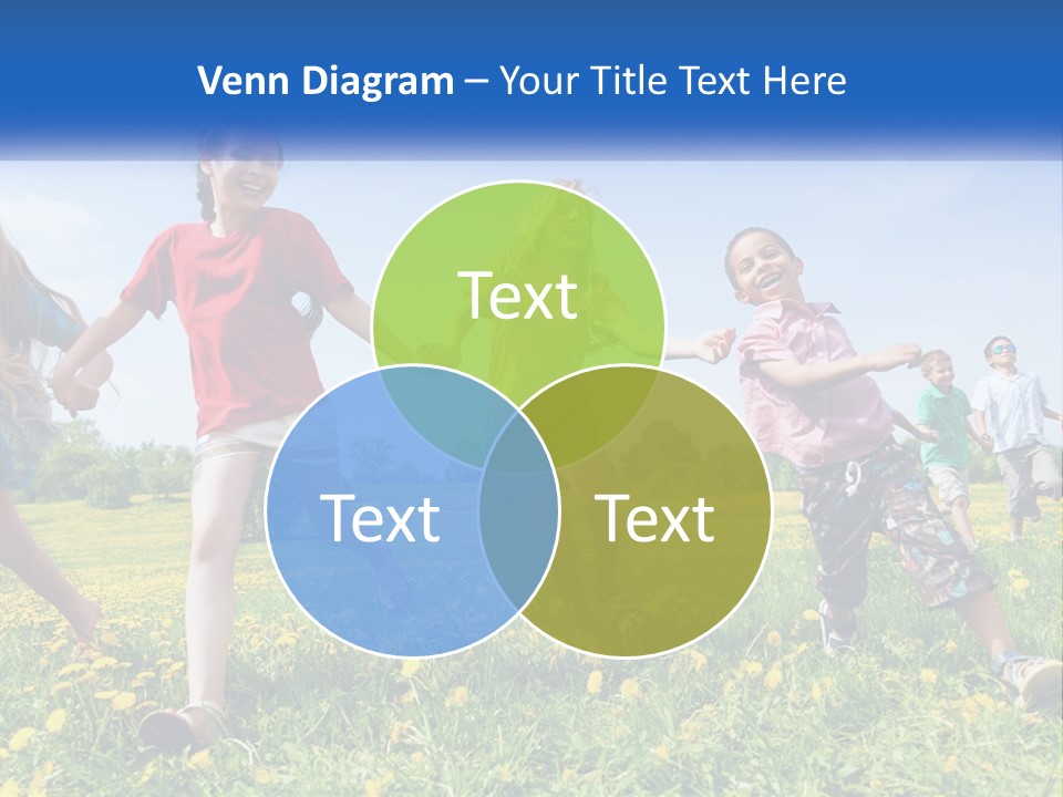 A Group Of Children Running Through A Field Holding Hands PowerPoint Template