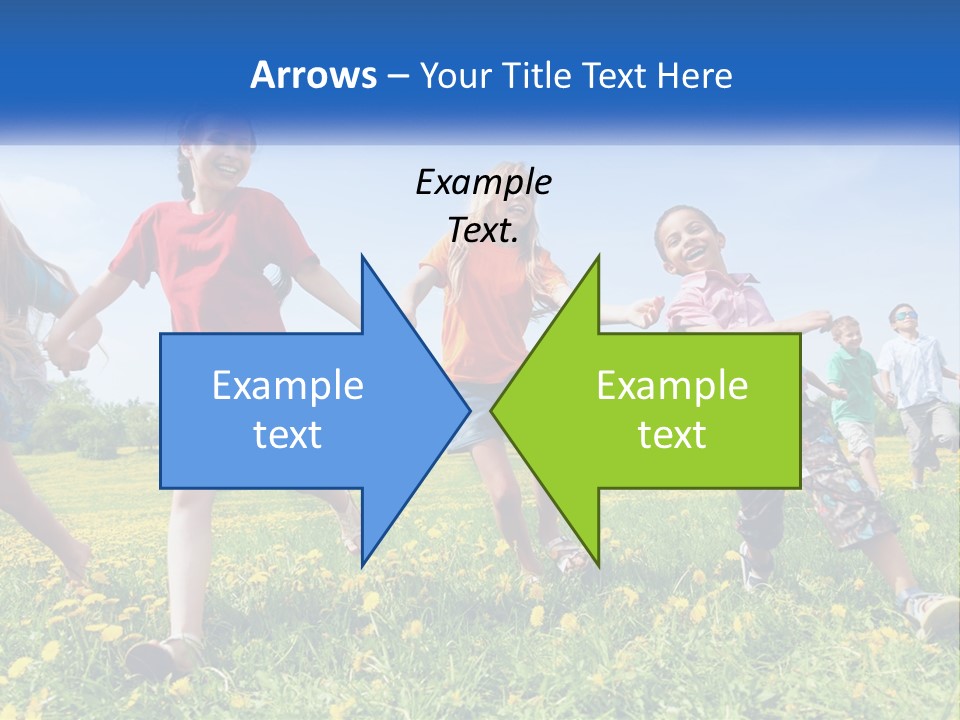 A Group Of Children Running Through A Field Holding Hands PowerPoint Template