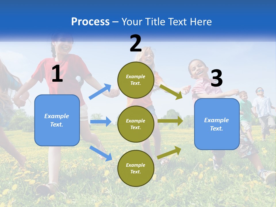 A Group Of Children Running Through A Field Holding Hands PowerPoint Template