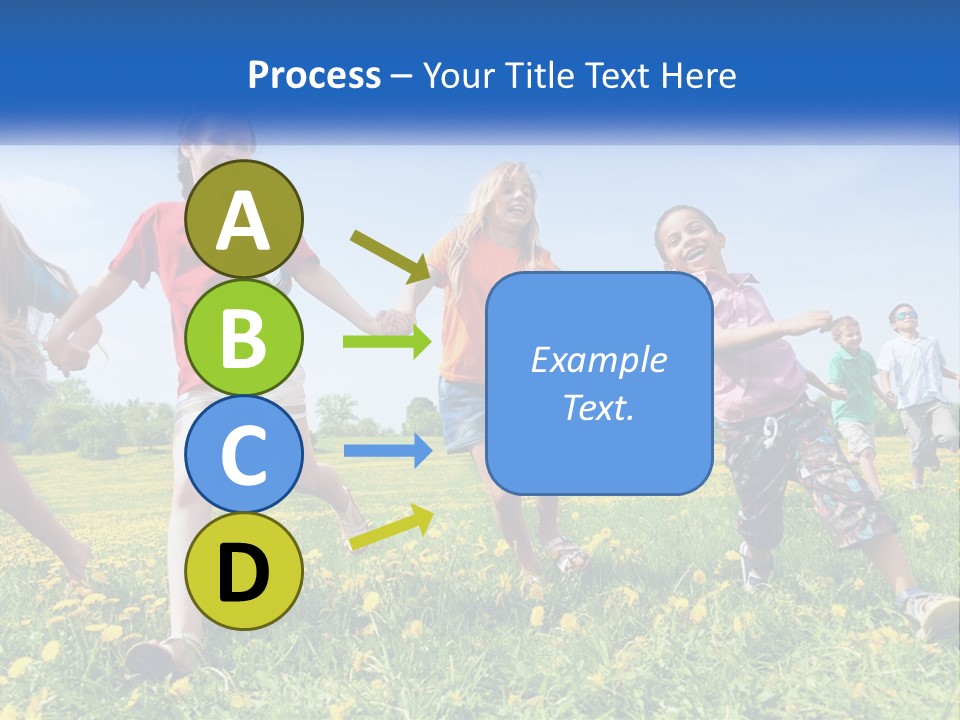 A Group Of Children Running Through A Field Holding Hands PowerPoint Template
