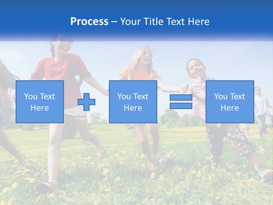 A Group Of Children Running Through A Field Holding Hands PowerPoint Template