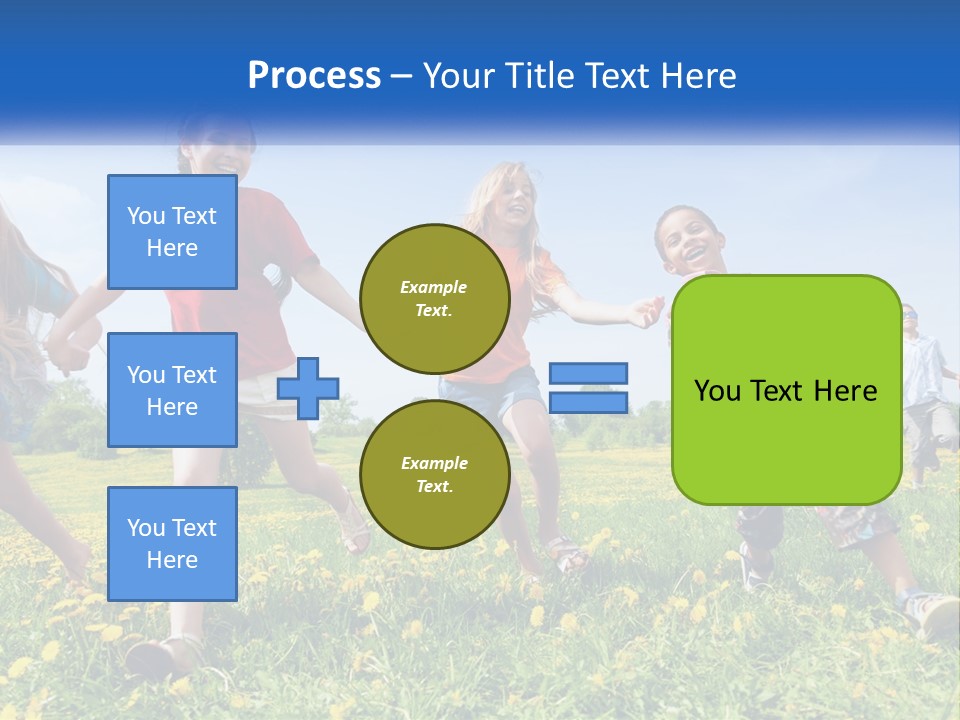 A Group Of Children Running Through A Field Holding Hands PowerPoint Template