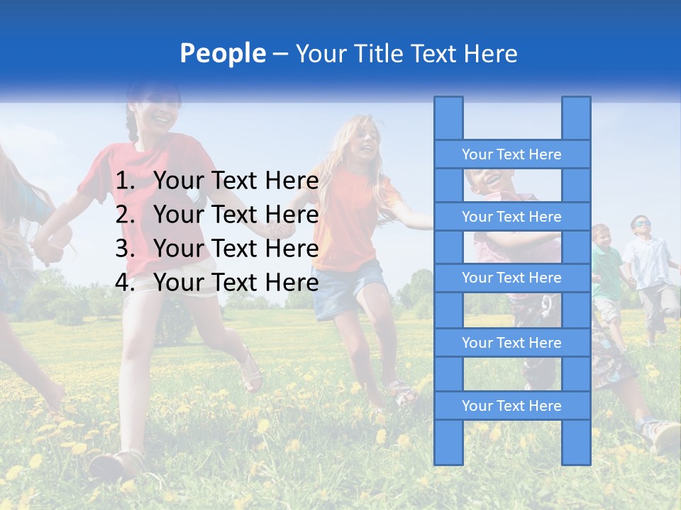 A Group Of Children Running Through A Field Holding Hands PowerPoint Template