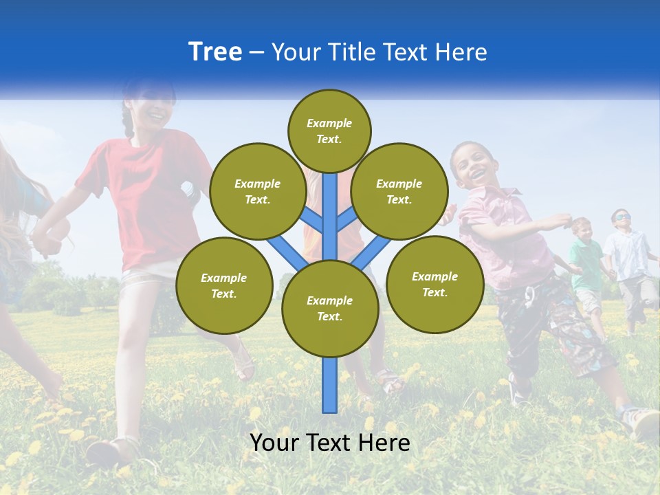 A Group Of Children Running Through A Field Holding Hands PowerPoint Template