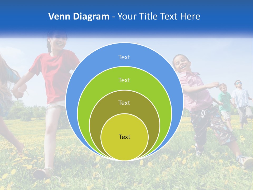 A Group Of Children Running Through A Field Holding Hands PowerPoint Template