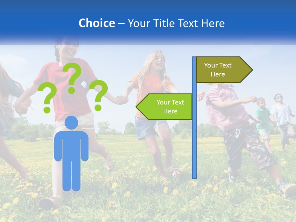 A Group Of Children Running Through A Field Holding Hands PowerPoint Template