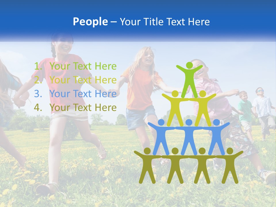 A Group Of Children Running Through A Field Holding Hands PowerPoint Template