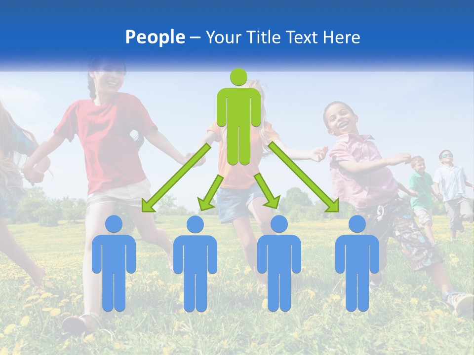 A Group Of Children Running Through A Field Holding Hands PowerPoint Template