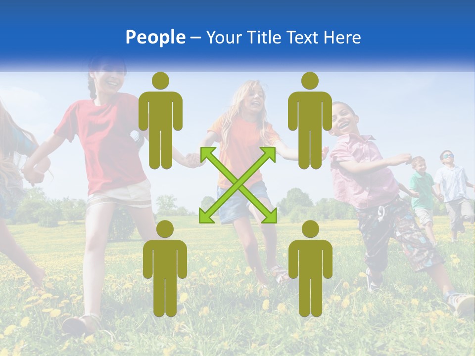 A Group Of Children Running Through A Field Holding Hands PowerPoint Template