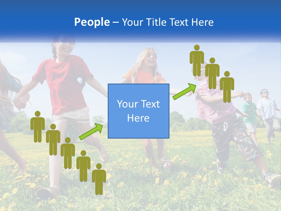 A Group Of Children Running Through A Field Holding Hands PowerPoint Template
