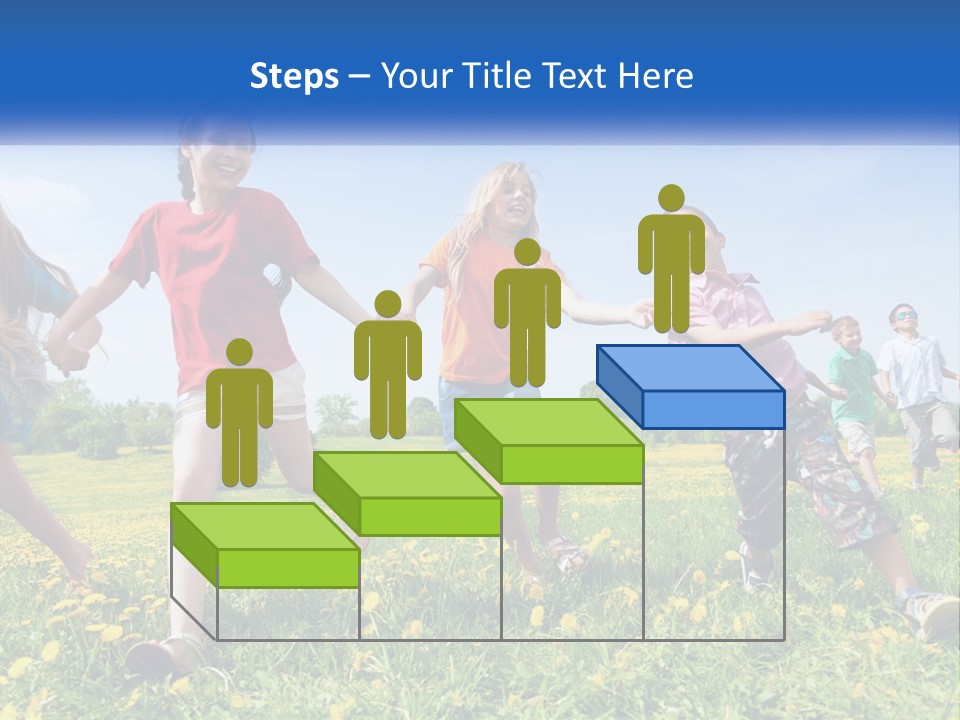 A Group Of Children Running Through A Field Holding Hands PowerPoint Template