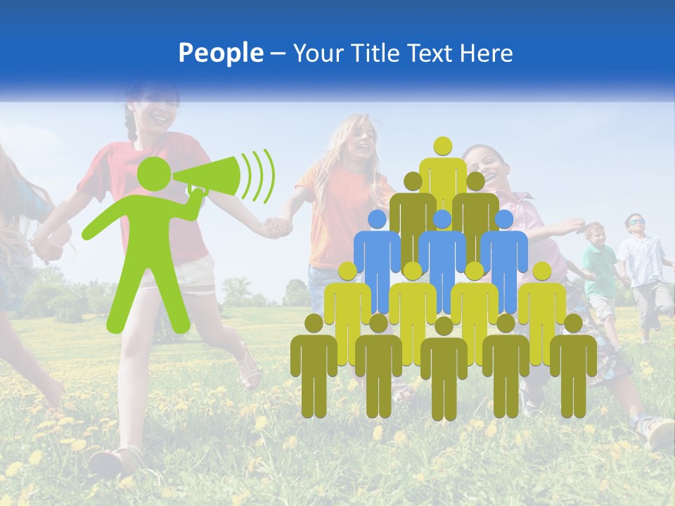 A Group Of Children Running Through A Field Holding Hands PowerPoint Template