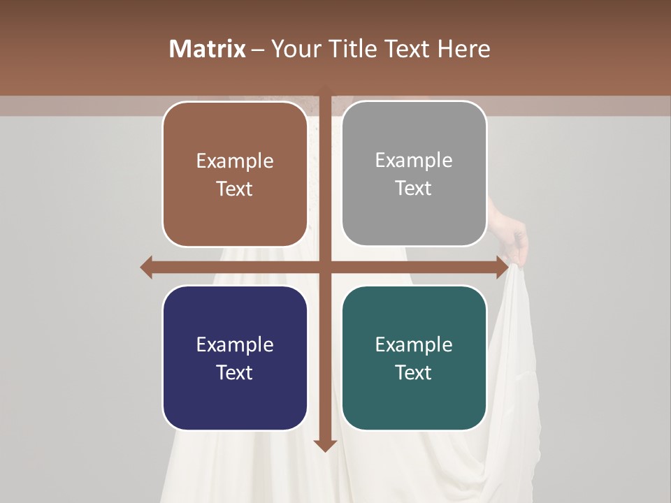 A Woman In A White Dress Is Posing For A Picture PowerPoint Template