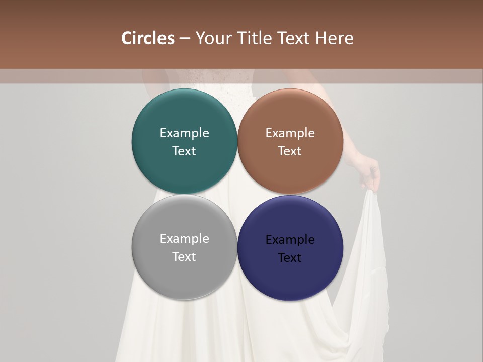 A Woman In A White Dress Is Posing For A Picture PowerPoint Template