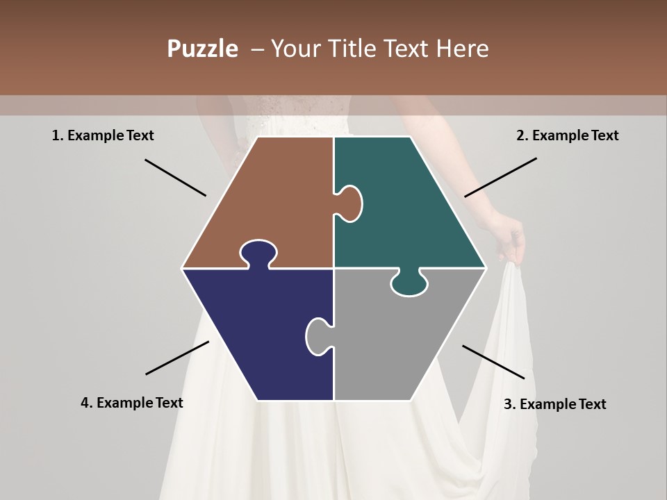 A Woman In A White Dress Is Posing For A Picture PowerPoint Template