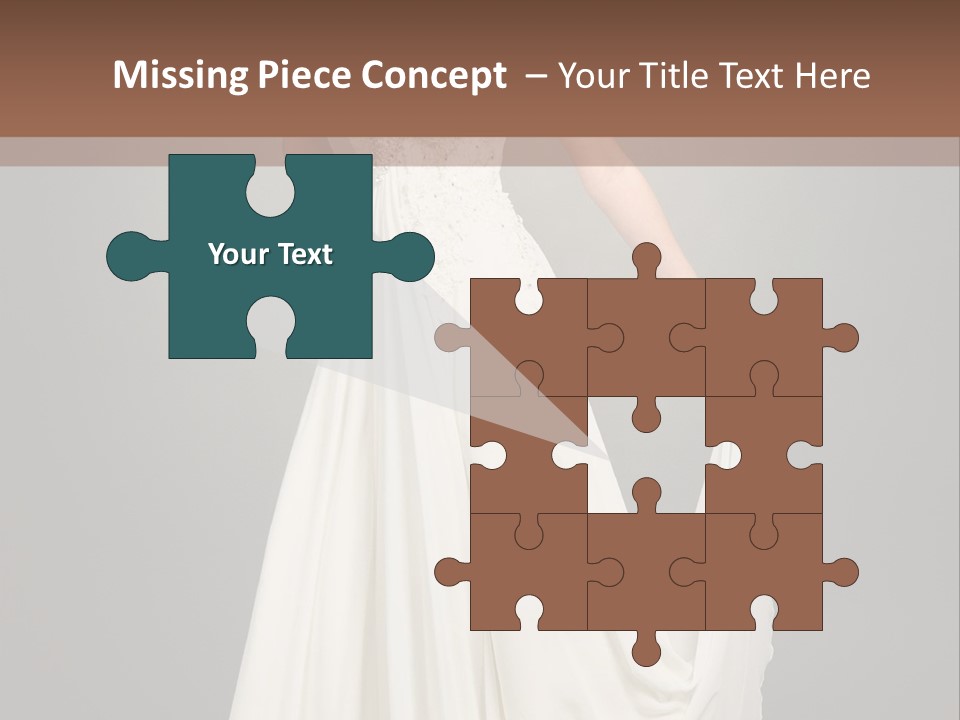 A Woman In A White Dress Is Posing For A Picture PowerPoint Template