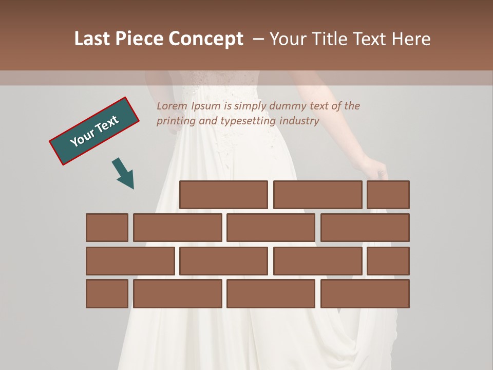 A Woman In A White Dress Is Posing For A Picture PowerPoint Template