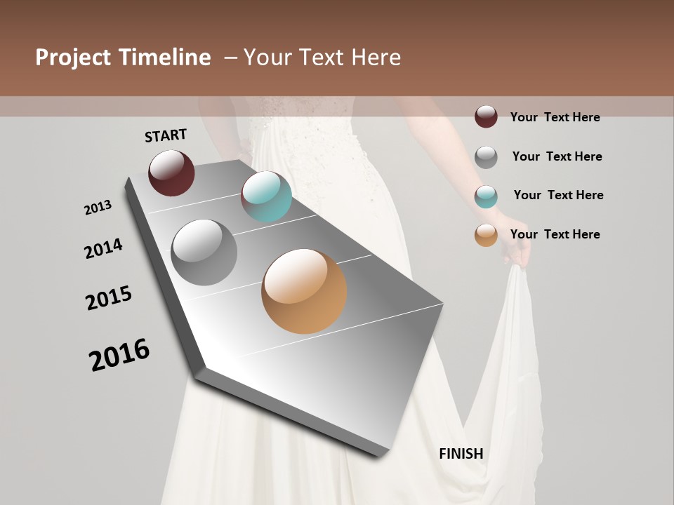 A Woman In A White Dress Is Posing For A Picture PowerPoint Template