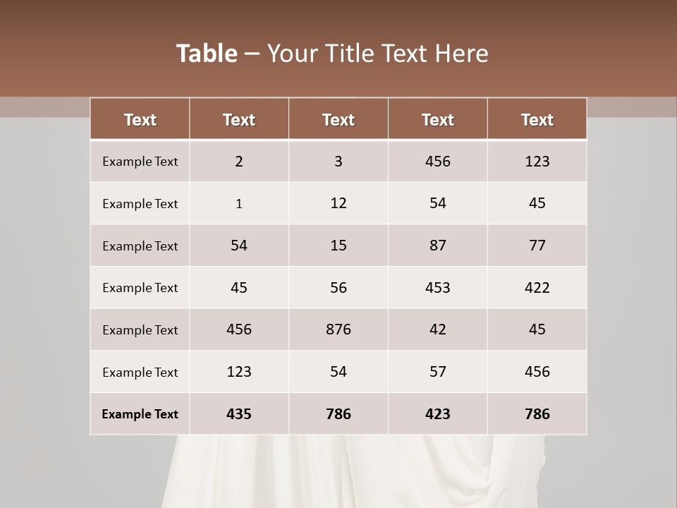 A Woman In A White Dress Is Posing For A Picture PowerPoint Template