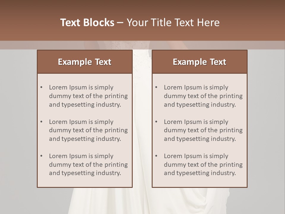 A Woman In A White Dress Is Posing For A Picture PowerPoint Template