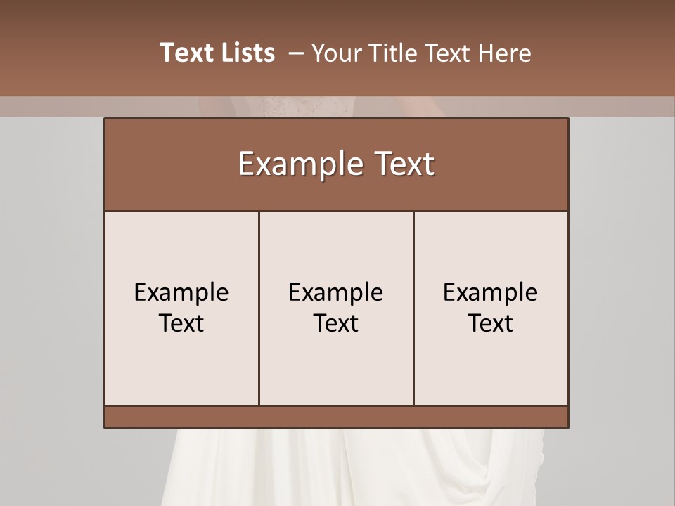 A Woman In A White Dress Is Posing For A Picture PowerPoint Template