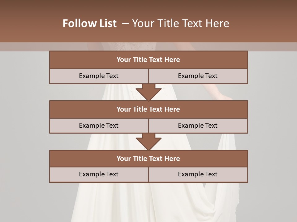 A Woman In A White Dress Is Posing For A Picture PowerPoint Template