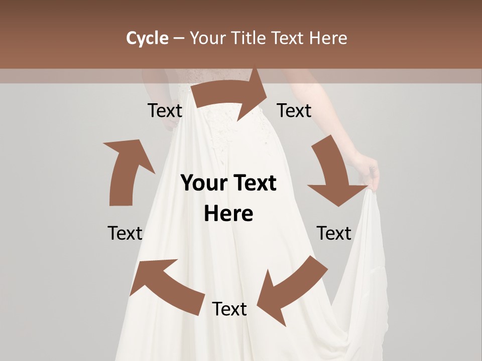 A Woman In A White Dress Is Posing For A Picture PowerPoint Template