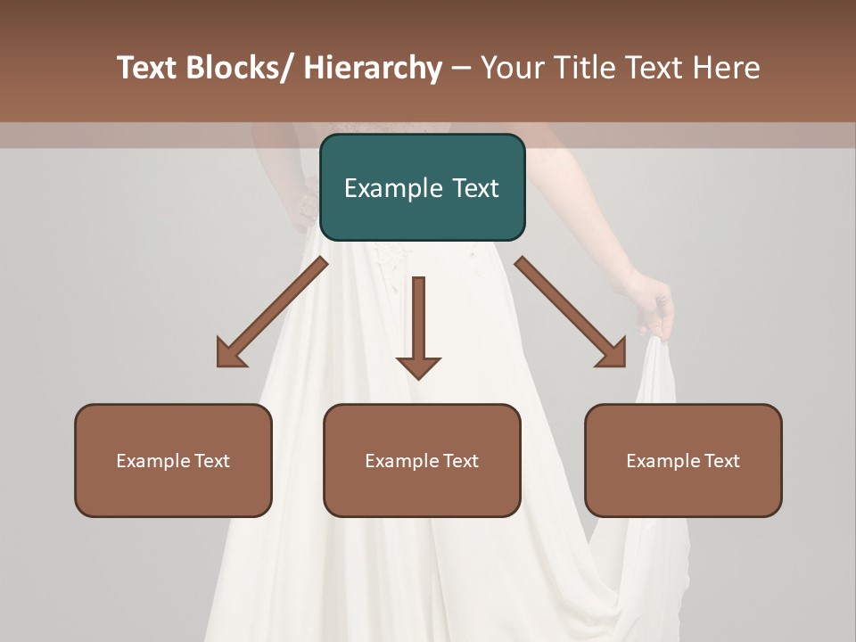 A Woman In A White Dress Is Posing For A Picture PowerPoint Template