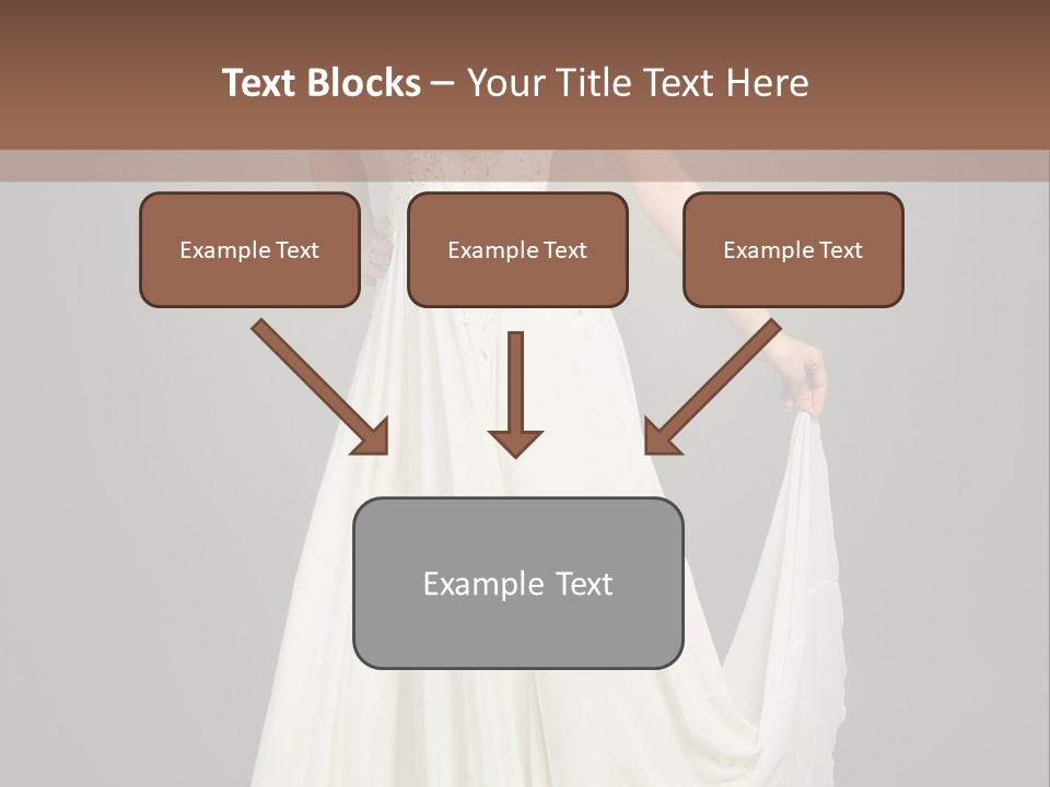 A Woman In A White Dress Is Posing For A Picture PowerPoint Template