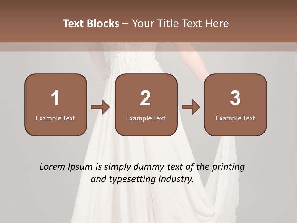A Woman In A White Dress Is Posing For A Picture PowerPoint Template