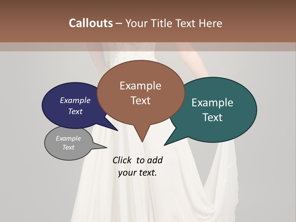 A Woman In A White Dress Is Posing For A Picture PowerPoint Template